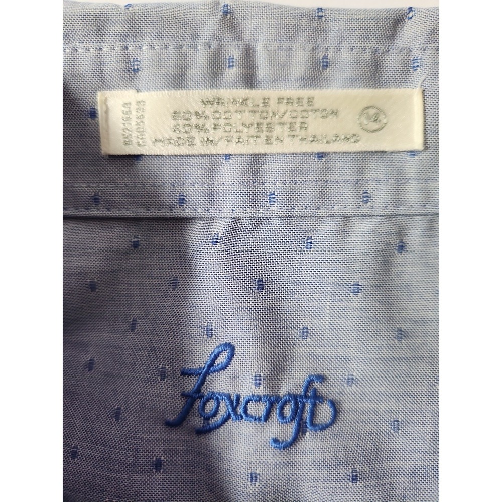 Foxcroft Womens Blue Wrinkle Free Button Down Shirt Size 14 Geometric Dot 101007 - Picture 3 of 10